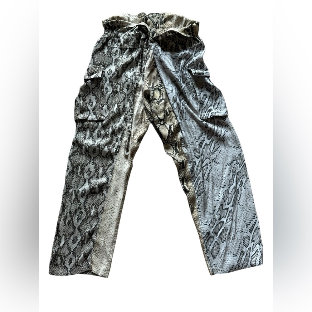 Zara Women’s Silk Effect Snake Print Cargo Pants